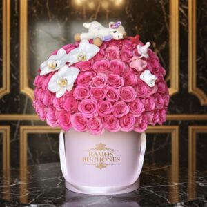Ramos de Orquídeas Caja de 130 rosas y Orquideas